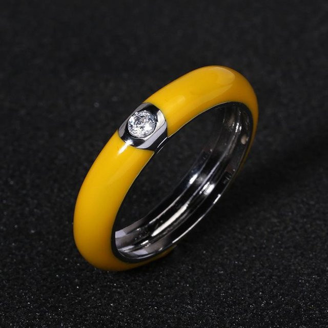 YIRAN Ring, Emaille, Zirkonia, Messing, Gold, Damen - Bild 1