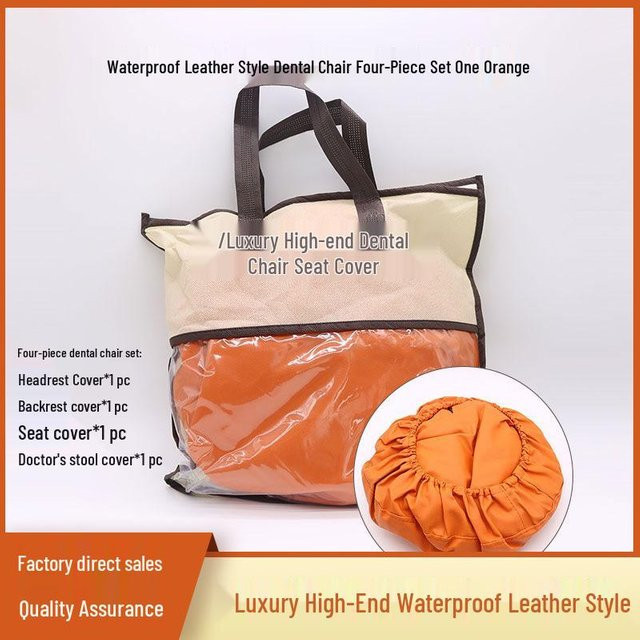 HomeHarmony 4-teiliges Zahnarztstuhlbezug-Set aus wasserabweisendem PU-Leder in Orange - Bild 1