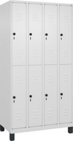 C+P Doppelstock-Spind Classic PLUS mit 4 Abteilen, Füße, Stahlkonstruktion, Weiß/Grau, H: 195 cm, B: 100 cm, T: 50 cm - Bild 1