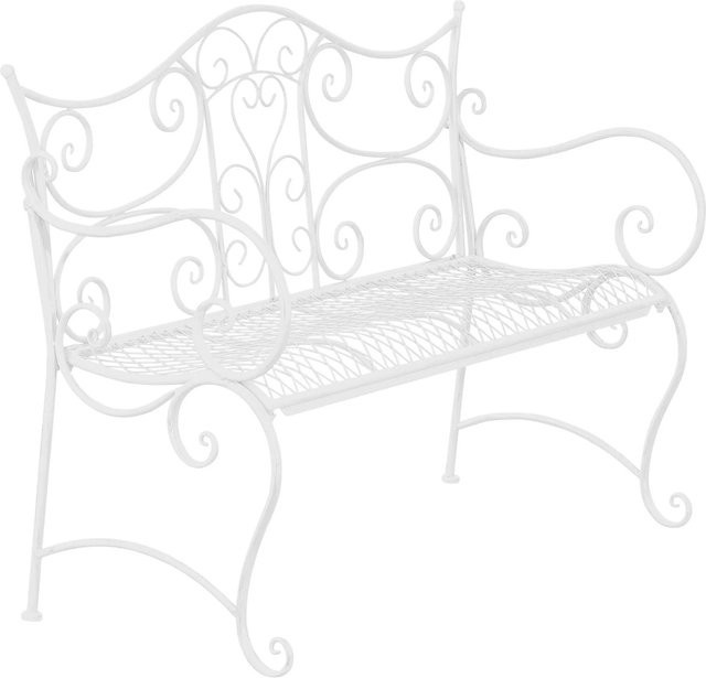 DELUKE Gartenbank TODOR aus Metall in Weiß im Vintage Antik Design für Garten und Terrasse, B/T/H: 113 x 47 x 89 cm - Bild 1