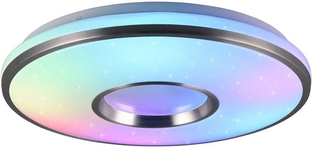 Reality LED-Deckenleuchte 1-flammig aus Aluminium Gebürstet in Silber, dimmbar mit Fernbedienung und RGBW-Effekt, Durchmesser: 39 cm - Bild 1