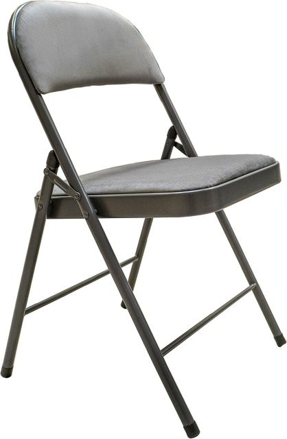 HTI-Line Klappstuhl Dima Velvet in Grau mit Metallgestell - Bild 1