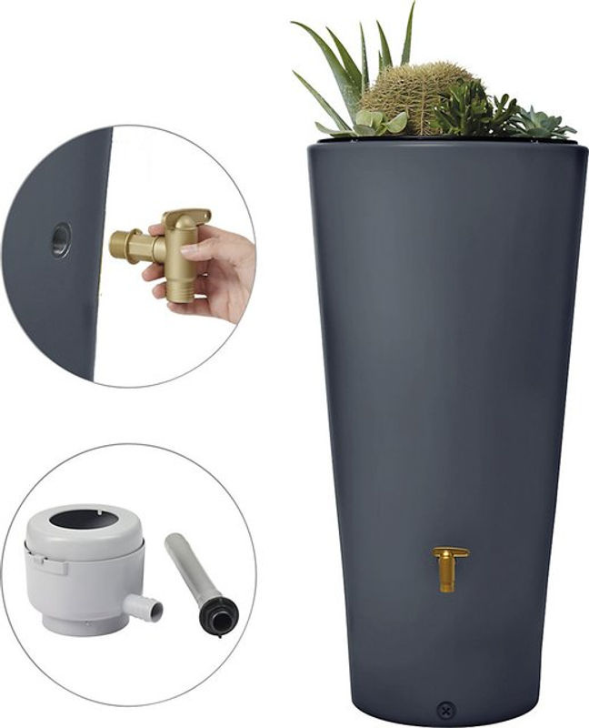 4rain VASO 2in1 Regenspeicher 220 L Graphitegrau inkl. Anschlussset und Auslaufhahn - Bild 3