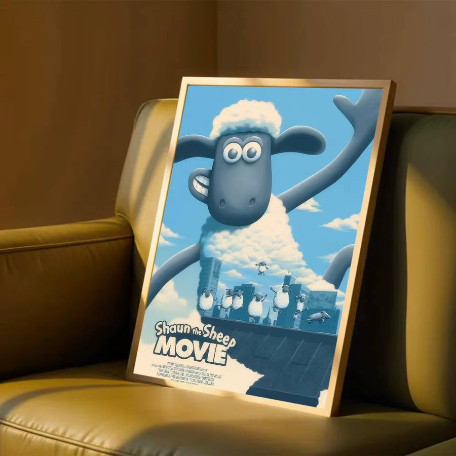 Selbstklebendes Kunstposter Shaun das Schaf Anime Illustration in Weiß - Bild 5