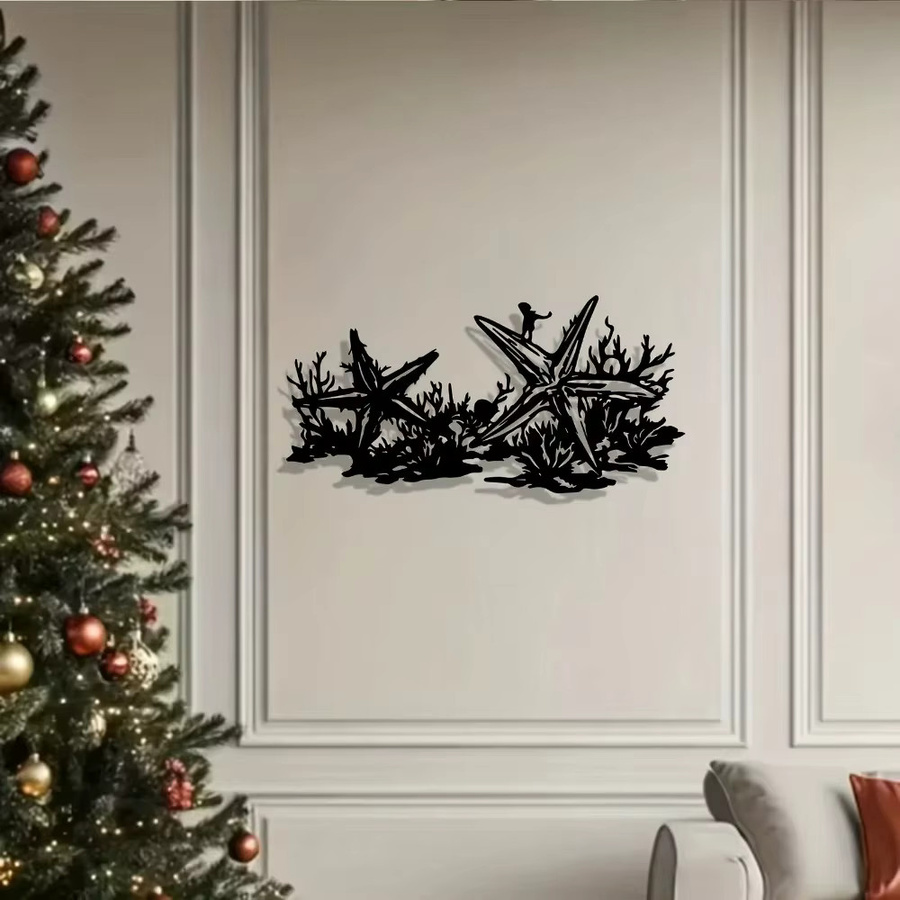 CIFBUY Metall-Seestern Wandkunst in Schwarz für maritime Dekoration - Bild 2