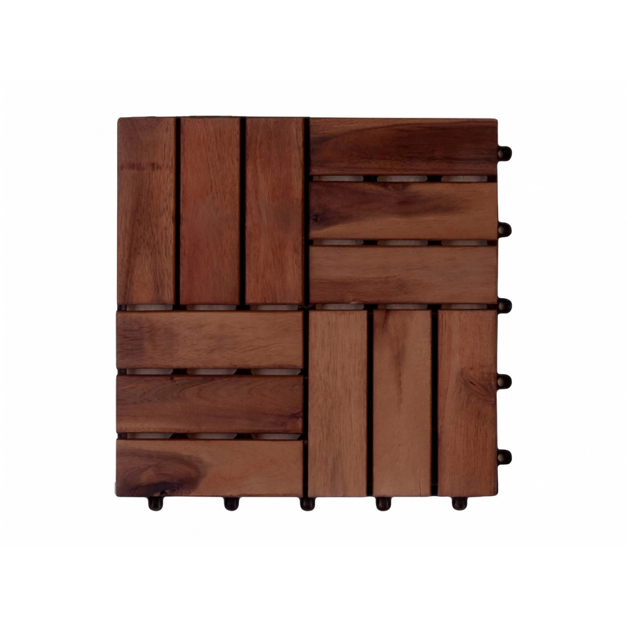 Woodtex Terrassenfliese aus Akazie Holz in Braun, dunkel geölt, mit Click-System, B: 30,0 cm, T: 30,0 cm, H: 2,4 cm - Bild 2