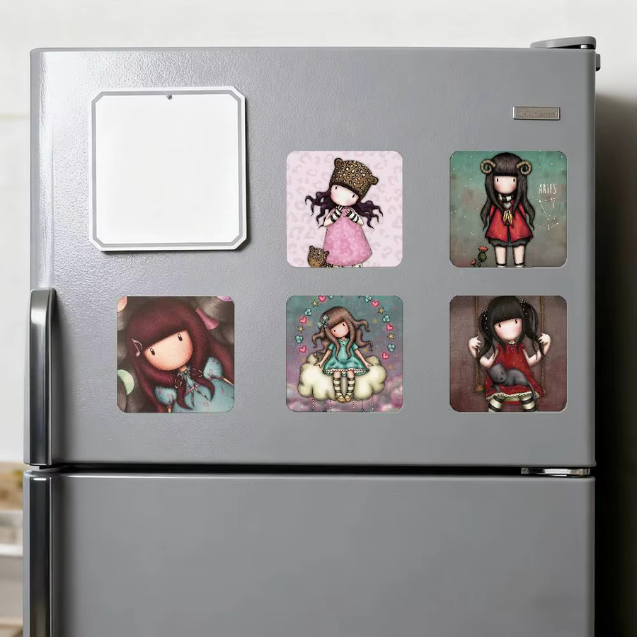 Santoro Gorjuss Girl Kühlschrankmagnet quadratischer Aufkleber mit Animal Print - Bild 3