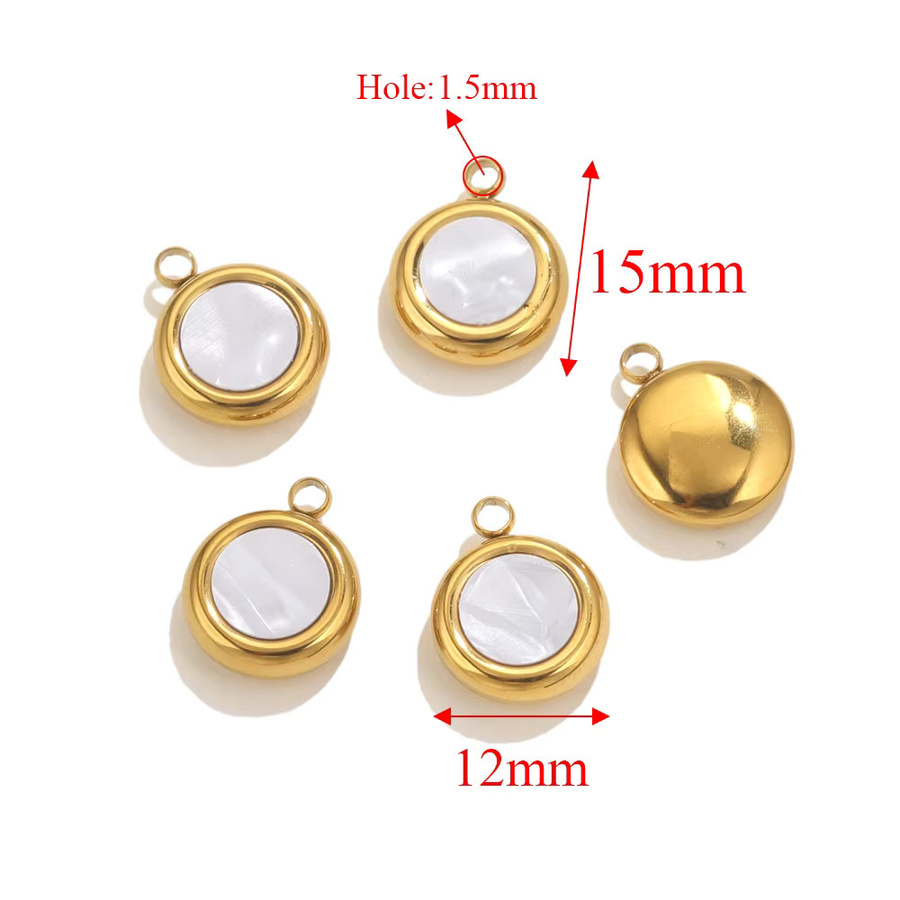 baizzx Charms, Edelstahl, Perle, Shell, Quadrat, Runde, Oval, 5 Stück - Bild 4