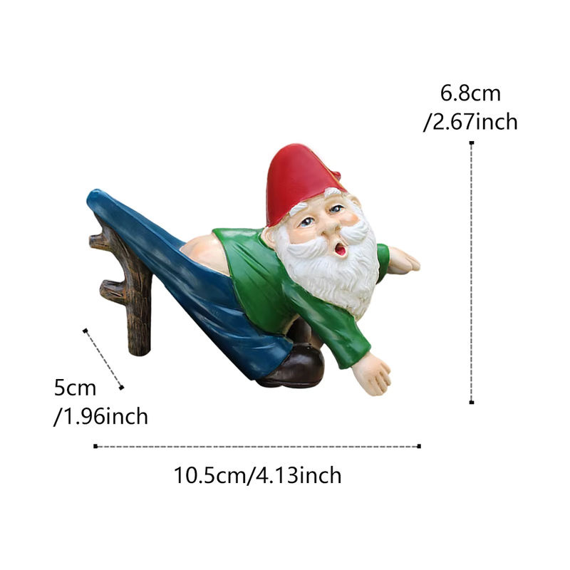 Niedrige Zwergenfigur als Hängeornament mit Haken aus Kunstharz, bunte Gartenstatue für Bonsai und Blumentöpfe - Bild 6