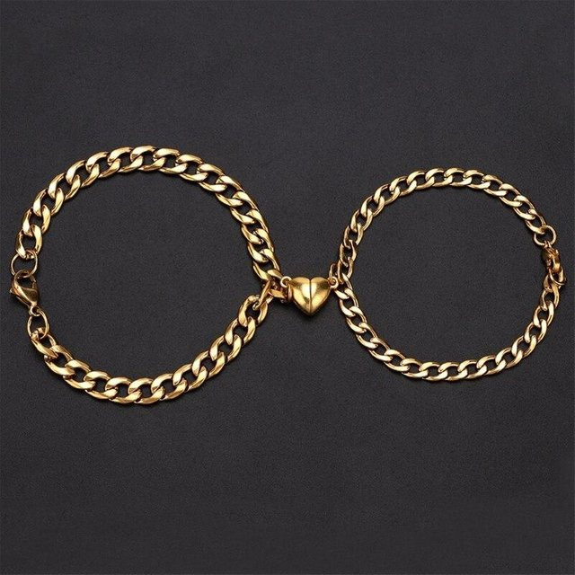 YIRAN Jewelry Armband, Edelstahl, Gold, Unisex, 2 Stück Set - Bild 1