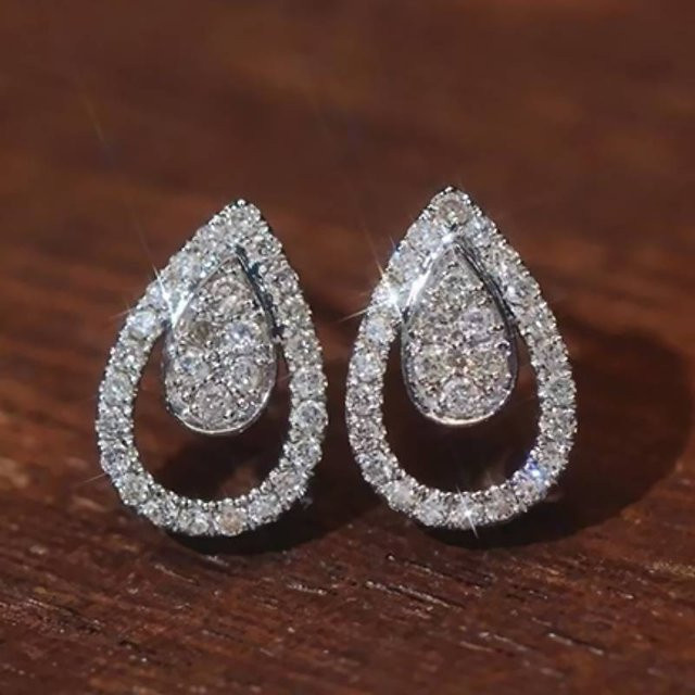 Huitan Ohrringe, Birne Design, Silber, Zirkonia, Damen - Bild 1
