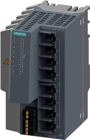 Siemens Industrial Ethernet Switch 6GK5108-0RA00-2AC2 mit 1 Gbit/s Ethernet/LAN in Grau - Bild 1