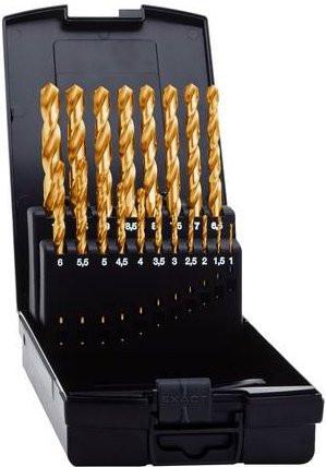 Exact 32691 HSS Metall-Spiralbohrer-Set 19-teilig, TiN beschichtet, Gold, Zylinderschaft nach DIN 338 - Bild 1