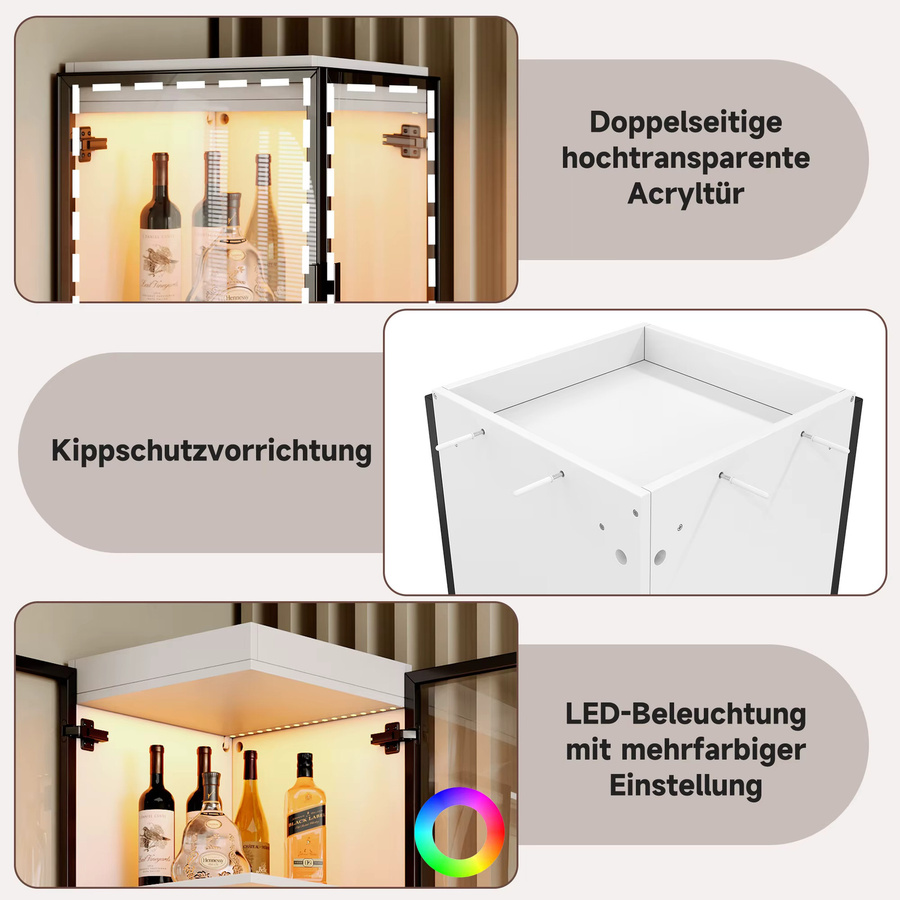Svintora Freistehende Acryl-Ausstellungsvitrine mit LED-Beleuchtung und 5 Ebenen, Höhe: 170 cm - Bild 2