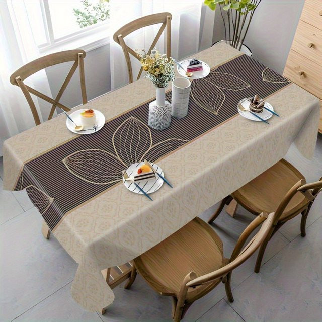 VIKAMA Tischdecke mit modernem geometrischem Blattmuster für rechteckige Tische - Bild 1