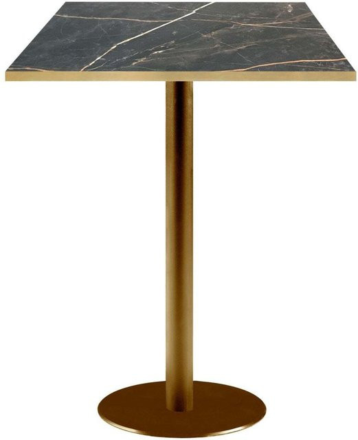 RestooTab Stehtisch Rome quadratisch mit schwarzer Platte und goldmetallic Gestell, B/T/H: 60 x 60 x 113 cm - Bild 1