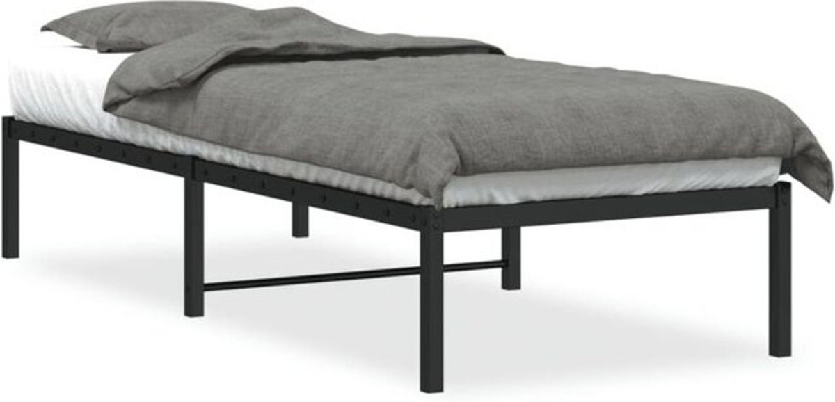 Vidaxl Metallbett aus Stahl in Schwarz, klassisch und minimalistisch, B/T: 75 x 190 cm - Bild 1
