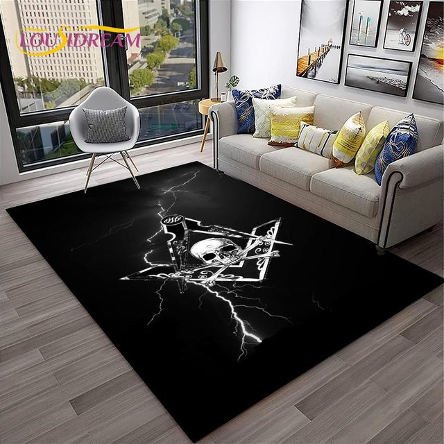 Karpetti Freimaurer Teppich Ring Freemasonry Illuminati, Schwarz, B/B: 80 x 120 cm - Bild 1