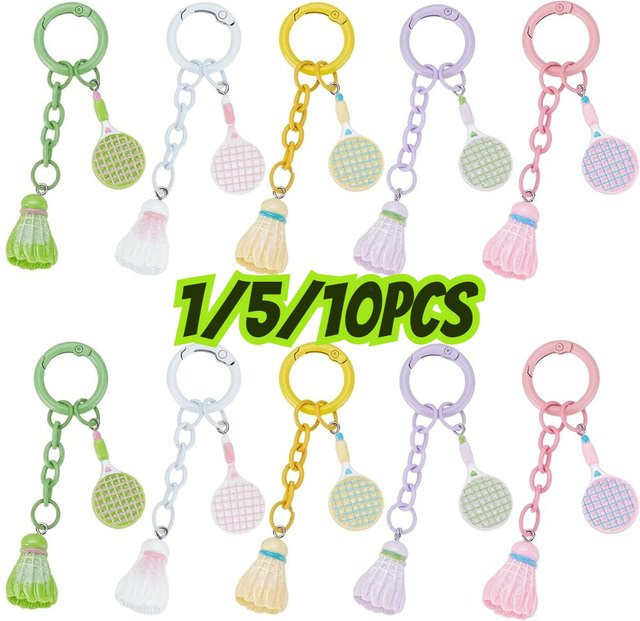 TWBEB Schlüsselanhänger Badminton-Schläger, Weiß, Unisex - Bild 1