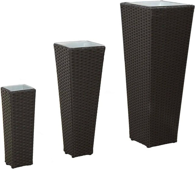 vidaXL Set für Outdoor Pflanzkübel aus Metall, 3 Stück, Schwarz - Bild 1