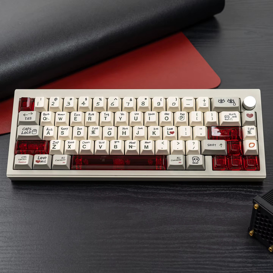 BINYEAE Cherry Profile PC Tastenkappen Set in Rot Transparent für mechanische Tastaturen mit 10 Tasten inklusive Leertaste 6,25U, ESC, Enter und Shift - Bild 2