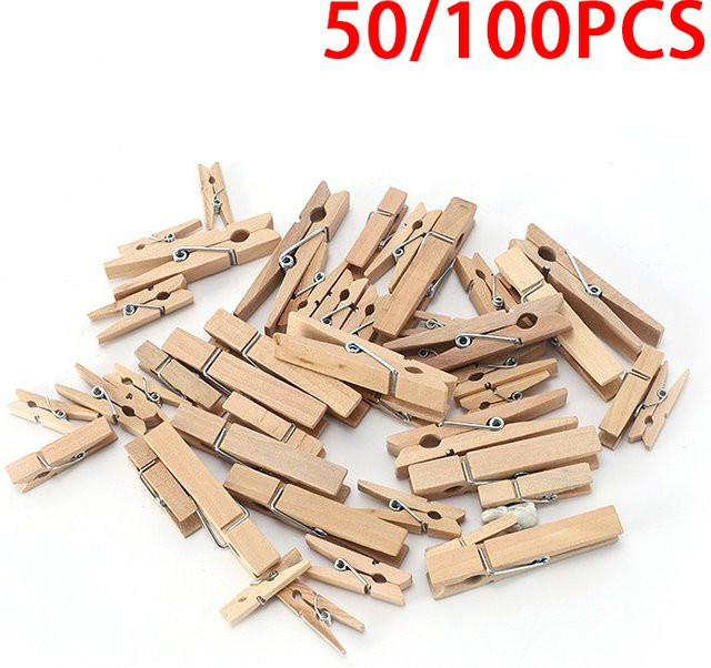 Mini Holz-Wäscheklammern in Braun für Fotos und DIY-Projekte, 50 Stück - Bild 1