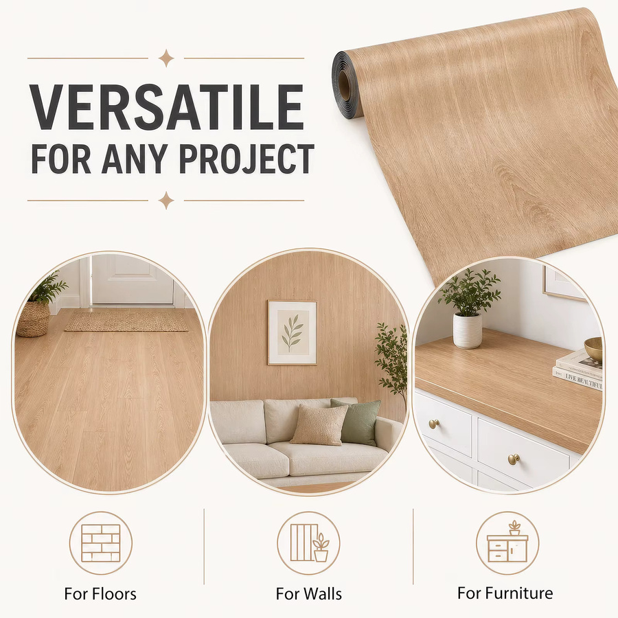 Selbstklebende Vinylfolie in Eichenbraun mit Holzmaserungseffekt für Möbel und Wände, Breite: 40 cm, Länge: 3 m - Bild 2