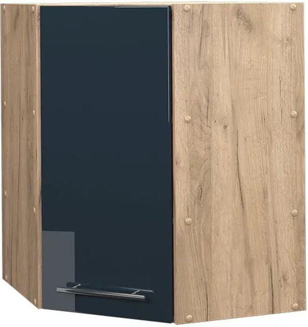 Vicco Eckhängeschrank Fame-Line Küche Eiche Dunkelblau Hochglanz mit Soft-Closing-Scharnieren Breite: 57 cm, Höhe: 72 cm, Tiefe: 20 cm - Bild 2