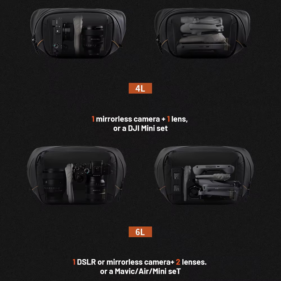 PGYTECH OneGo Solo V2 Kameratasche Crossbody Sling Umhängetasche für Sony Canon Nikon in Schwarz - Bild 3