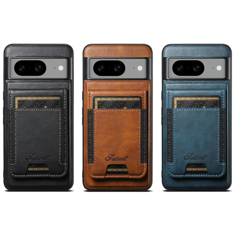 SUTENI Kunstleder Handyhülle mit Magnet Kartenhalter und Ständer für Google Pixel 10 Pro XL 9 8A 7 6 in Braun oder Blau - Bild 6