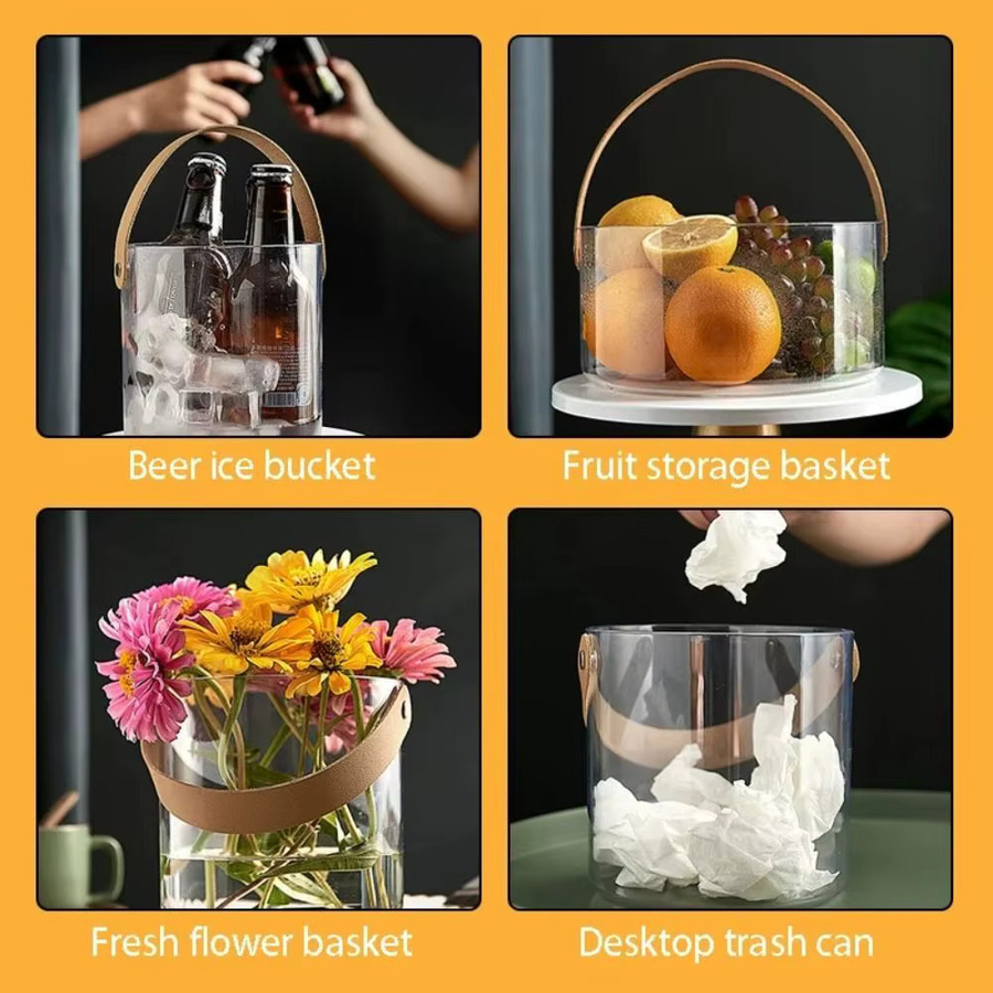 Multifunktionaler transparenter Blumentopf aus Kunststoff mit Griff als Aufbewahrungseimer oder Eiskübel - Bild 5