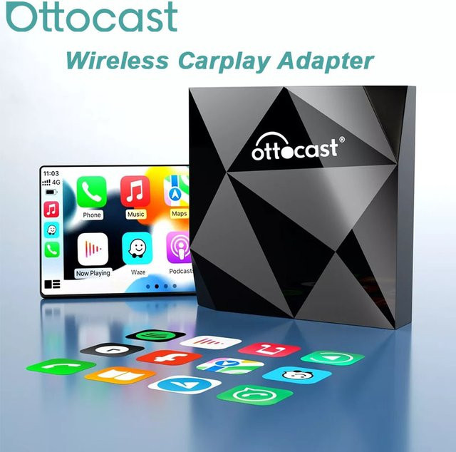 OTTOCAST U2 Air Wireless CarPlay-Adapter in Schwarz für Audi, Porsche, Benz, VW, Volvo und Toyota mit USB-C Anschluss - Bild 1