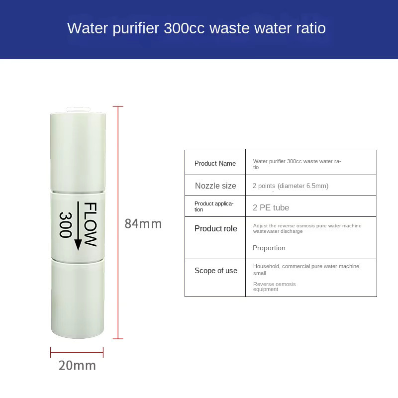 Umkehrosmose Abwasserflussregler Begrenzer für 300CC bis 1500CC Wassersysteme mit 1/4 Zoll OD Schlauch Schnellrohrbefestigung in Weiß - Bild 2