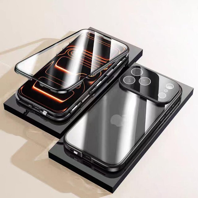 Razzle 360° Vollschutz Magnetische Handyhülle mit doppelseitigem gehärtetem Glas für iPhone 17 Air 16 15 14 13 12 11 Pro Max, Stoßfest, Schwarz - Bild 1