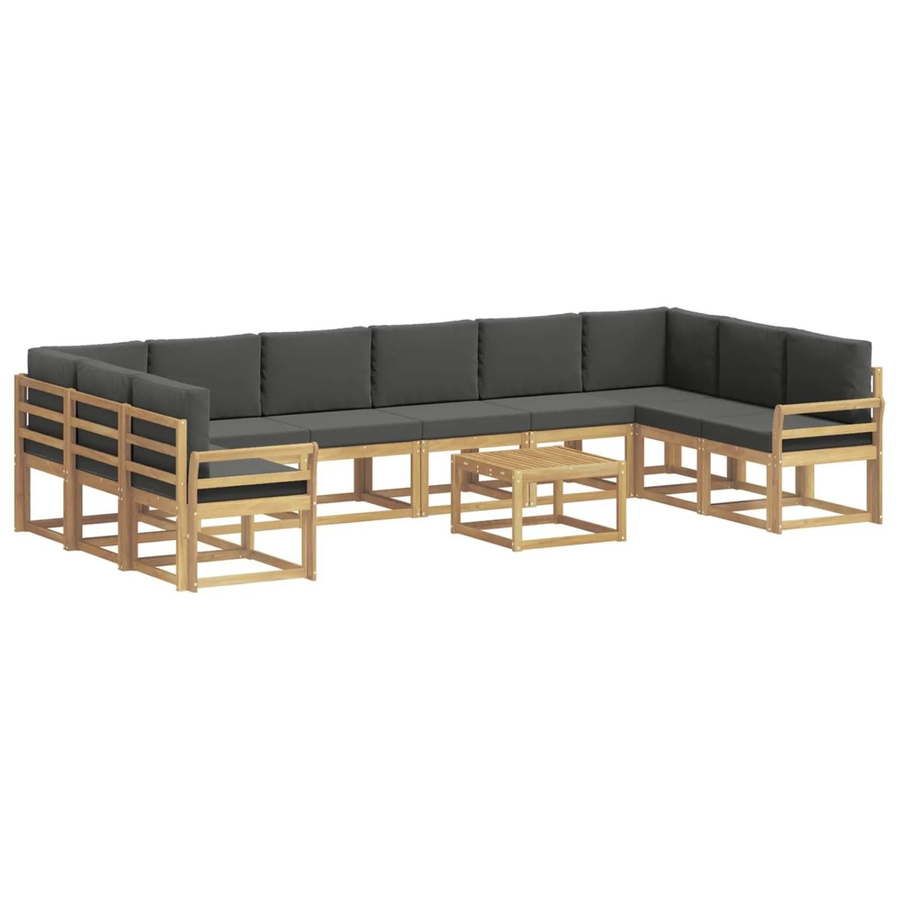 vidaXL Outdoor-Sofagarnitur in L-Form aus Akazienholz mit 11 Kissen in Weiß und Anthrazit - Bild 2