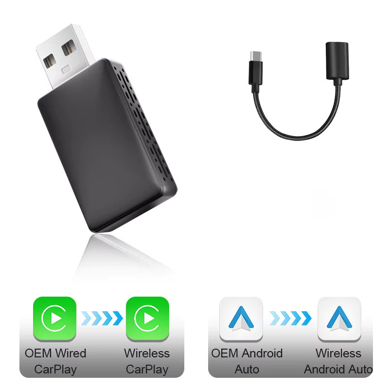 FLIXIVI 2-in-1 Kabelloser CarPlay und Android Auto Adapter in Schwarz – Plug & Play Dongle für die kabellose Verbindung - Bild 3