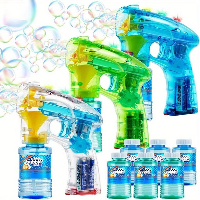 JOYFY Seifenblasenpistolen-Set, 3er-Pack, mit 6 Seifenblasen-Lösungen - Bild 1