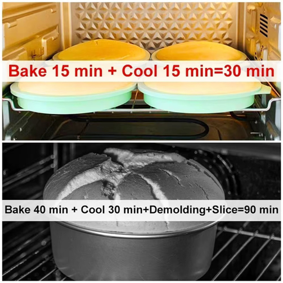 Runde Silikon Kuchenform von FSMHOME in Türkis für Schichtkuchen und Mousse, Durchmesser: 15,0 cm, Höhe: 4,0 cm - Bild 4