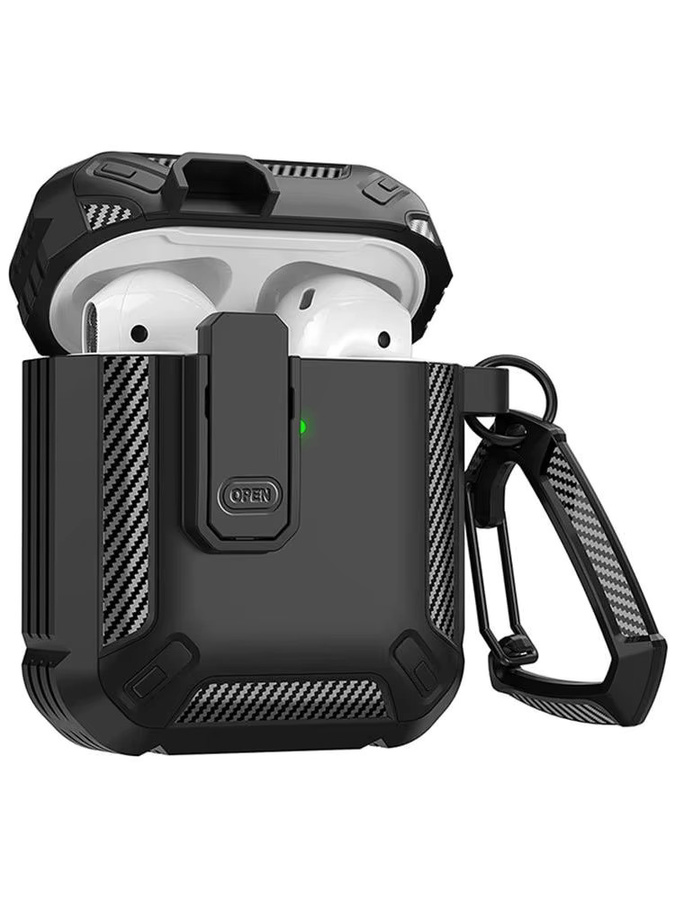 Stoßfeste Schutzhülle von Fomscvka für Apple AirPods Pro 1. und 2. Generation inklusive Schlüsselanhänger in Schwarz, Blau oder Grün - Bild 7