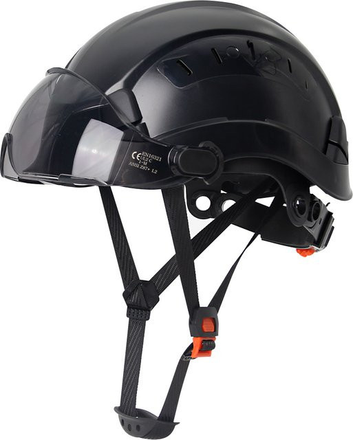 Aolamegs CE-Schutzhelm mit integrierter Schutzbrille aus ABS-Kunststoff in Rot oder Schwarz - Bild 1