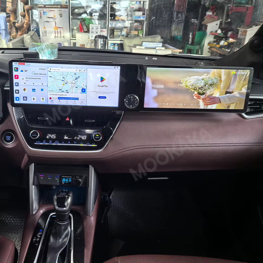 Aotsr Autoradio mit 24,6 Zoll Dual Bildschirm für Toyota Corolla Cross 2017-2024 mit Android Auto, Apple CarPlay und GPS Navigation in Schwarz - Bild 4