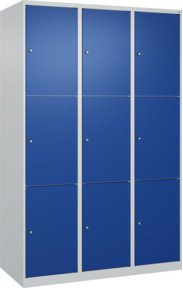 C+P Schließfachschrank Classic PLUS mit 3 Abteilen, Farbe Lichtgrau und Enzianblau, B/T/H: 185 x 120 x 50 cm - Bild 1