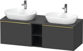 Duravit Waschtischunterschrank D-Neo in Grau Matt mit 2 Türen und offenem Fach, Wandmontage - Bild 1