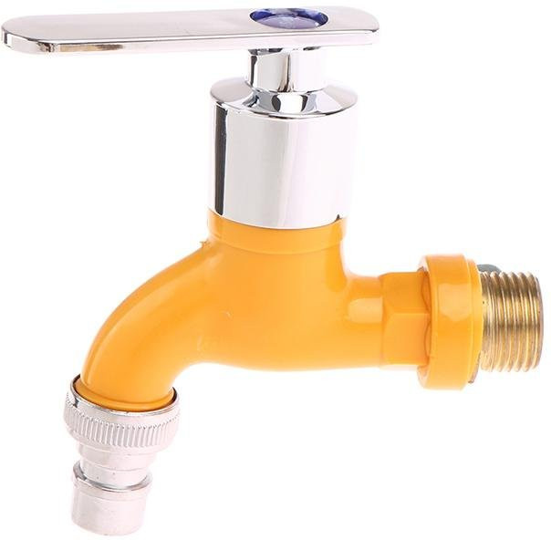 Wasserhahn für Waschmaschine mit Schnellverbinder zur Wandmontage, 1/2 Zoll, Kunststoff, Orange - Bild 1