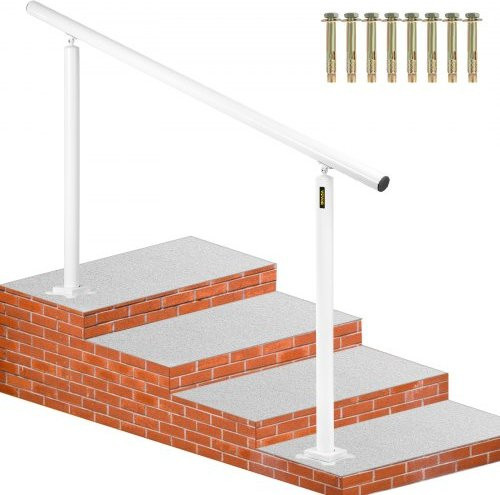 VEVOR Treppengeländer-Set aus weißem Aluminium für 0–5 Stufen, verstellbarer Winkel, Handlauf für Außen- und Innenstufen, Länge: 152,8 cm - Bild 1