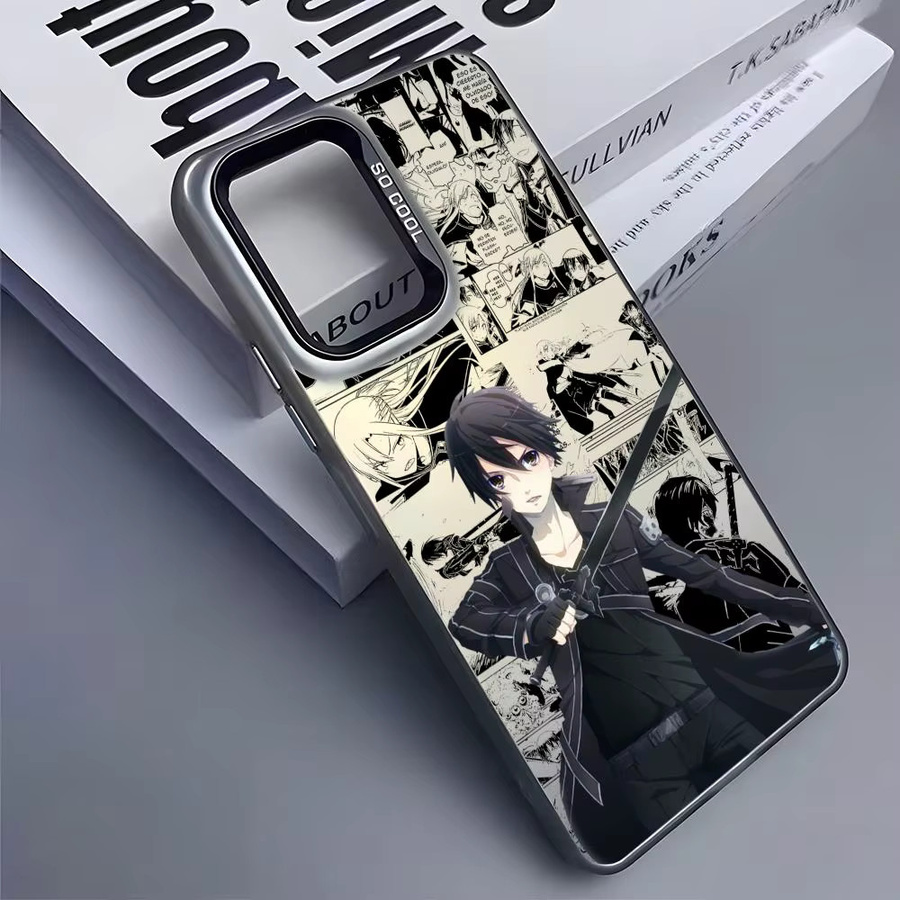 Anime Kazuto Handyhülle mit Laser-Matt-Effekt für Samsung Galaxy S25 S24 S23 S22 S21 Ultra Plus, Stoßfeste Hartschale, Schwarz/Mehrfarbig - Bild 1
