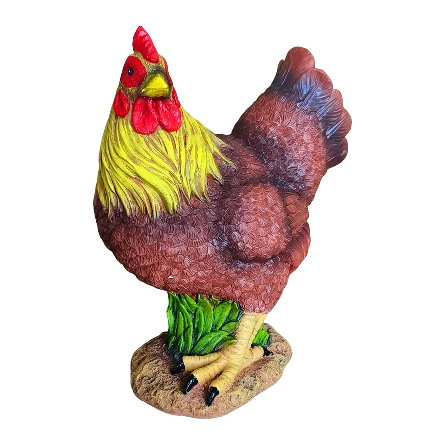 Relaxdays Gartenfigur Huhn aus Polyresin in Weiß, UV-beständig, ländlicher Stil, Höhe: 32,5 cm, Breite: 26 cm, Tiefe: 13,5 cm - Bild 2
