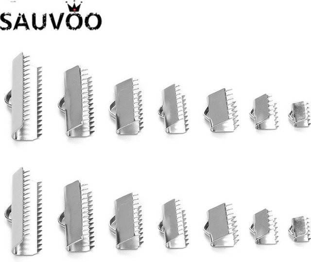 SAUVOO Edelstahl-Band-Quetschperlen, Endkappen, Spitze, Unisex - Bild 1