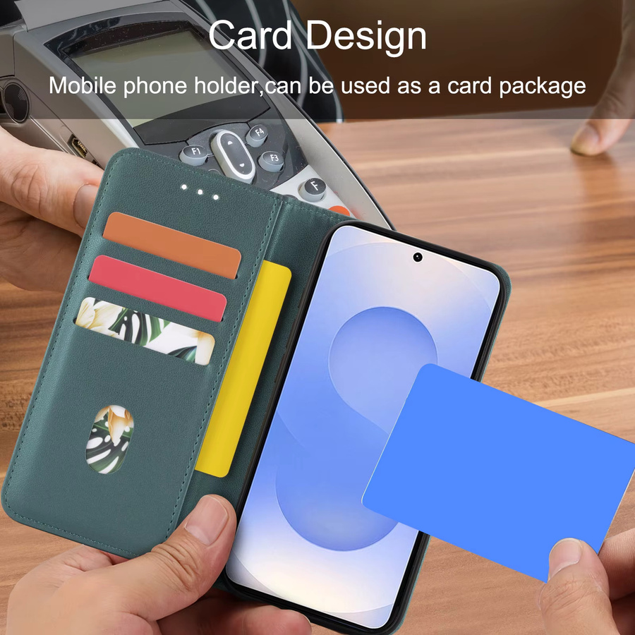 Samsung Flip Wallet Schutzhülle aus Kunstleder mit Kartenfach für S26 S25 S24 S23 S22 S21 S20 Fe in Schwarz und Grün - Bild 5