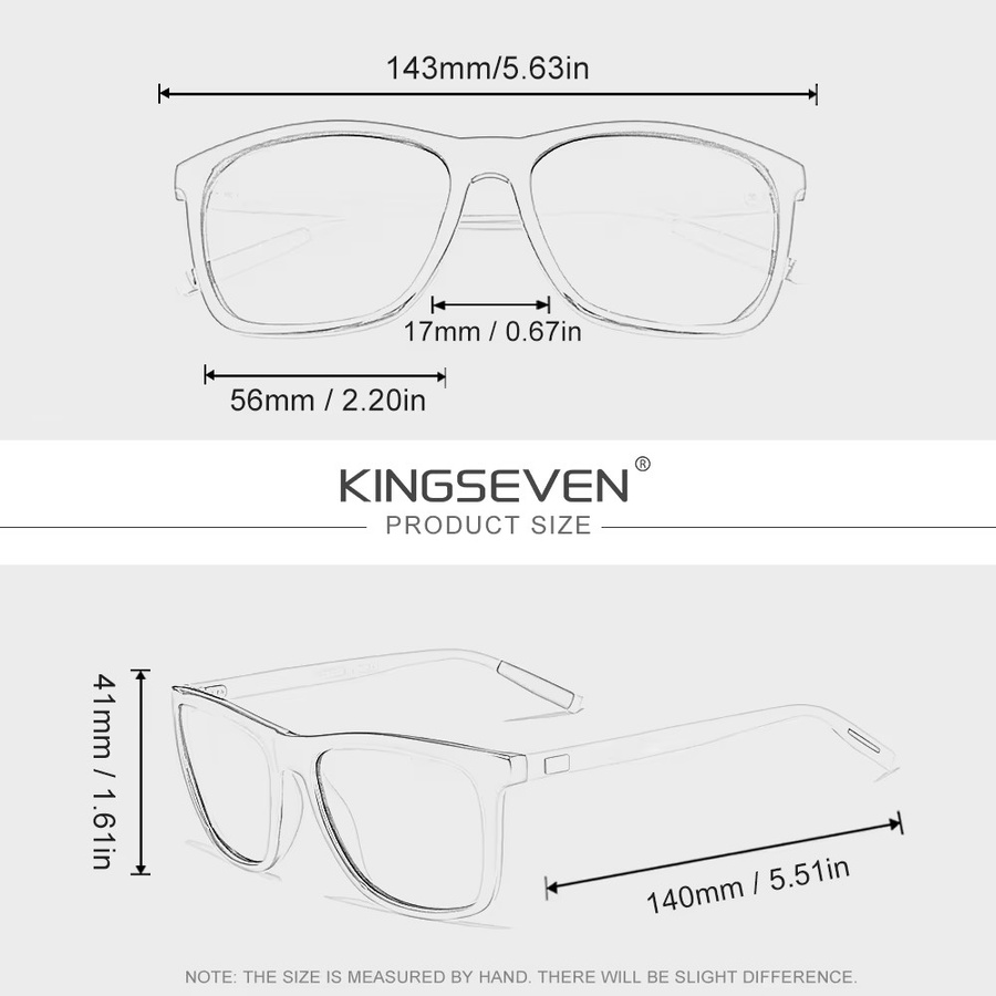 KINGSEVEN Sonnenbrille, Rechteckig, Vollrand, Kunststoff, Schwarz, Unisex - Bild 2